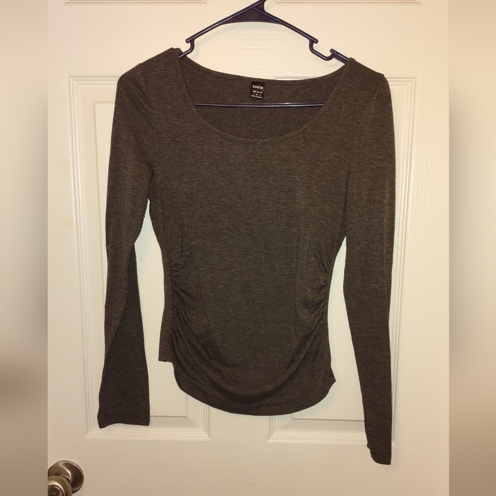 Dark gray long sleeve top